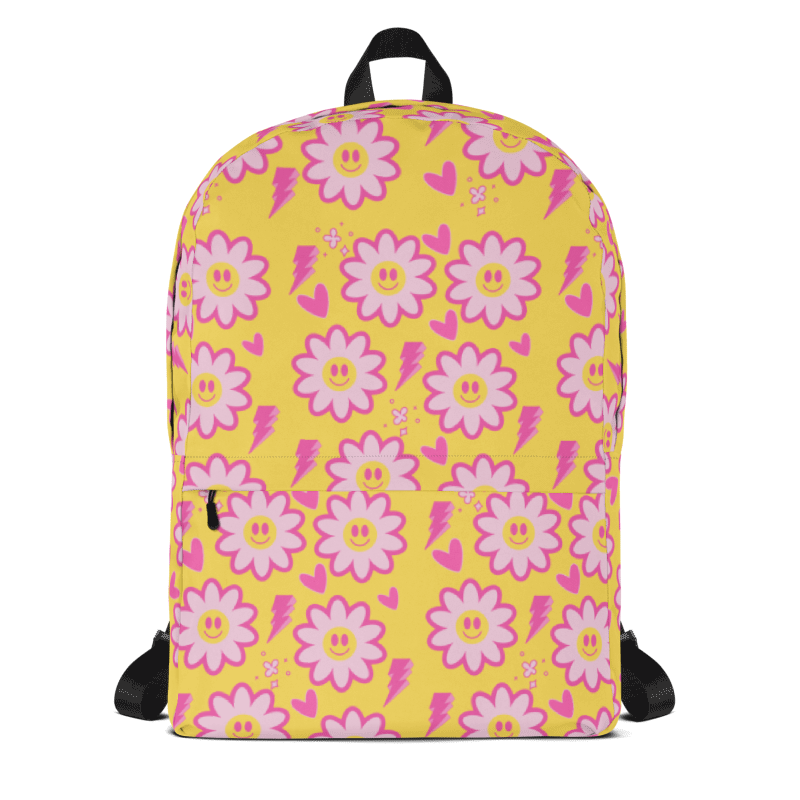 Smiley Face Preppy Yellow Backpack