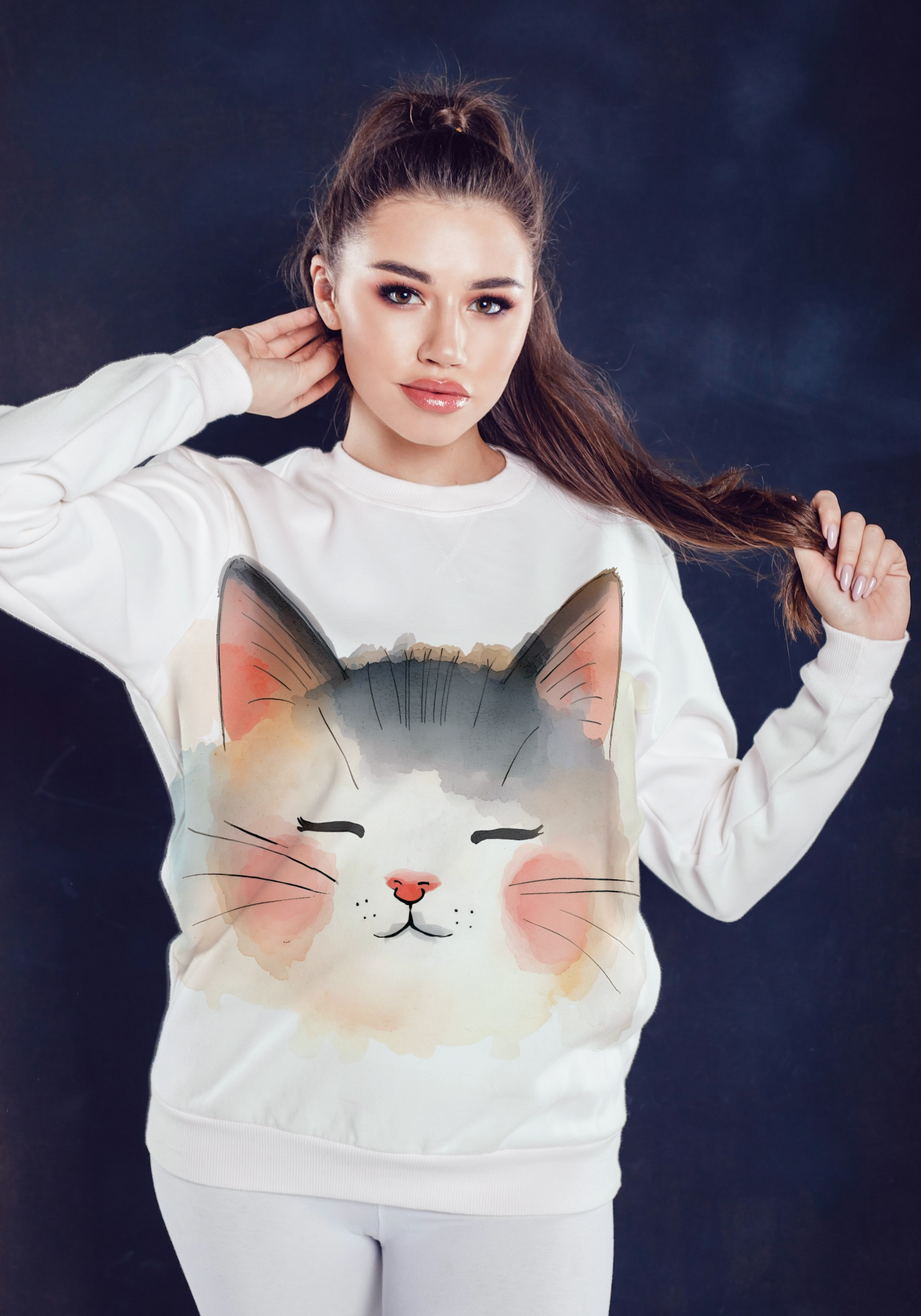 Smiley Cat Face Sweatshirt