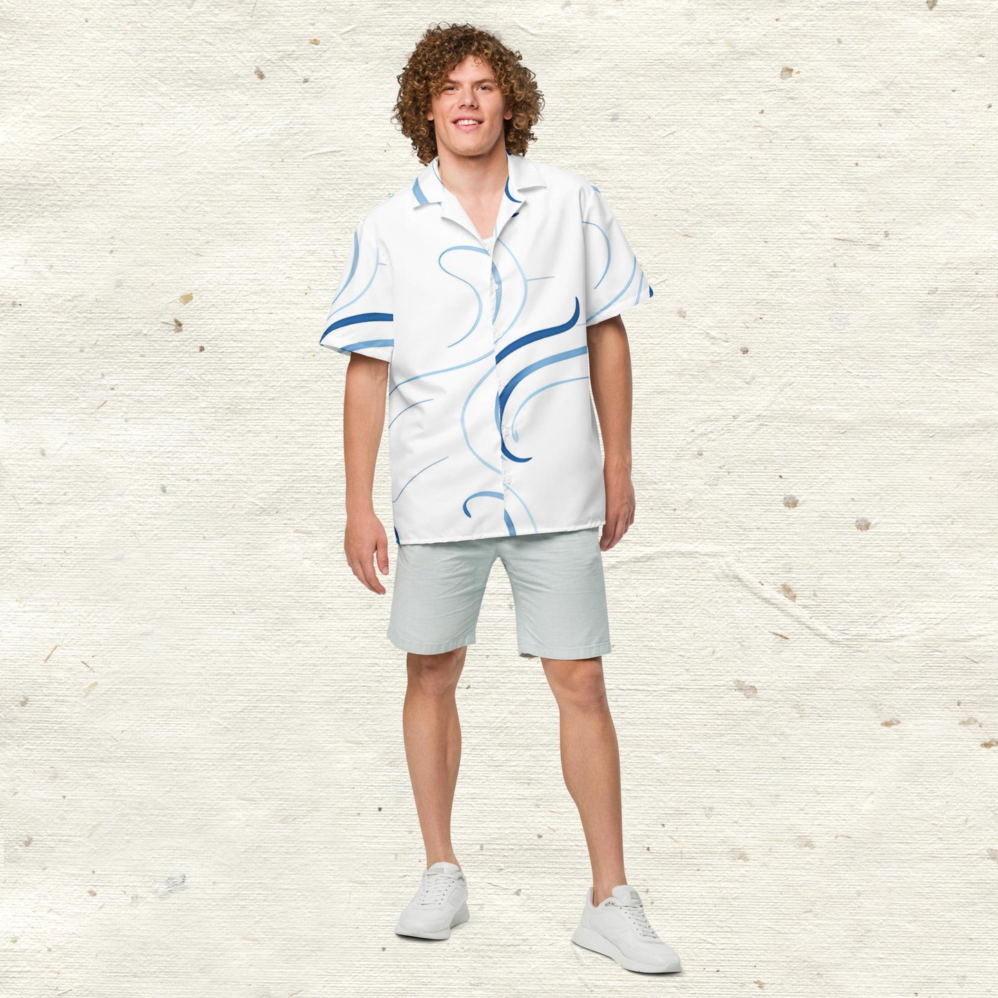 Blue Swirl Lines Button Shirt
