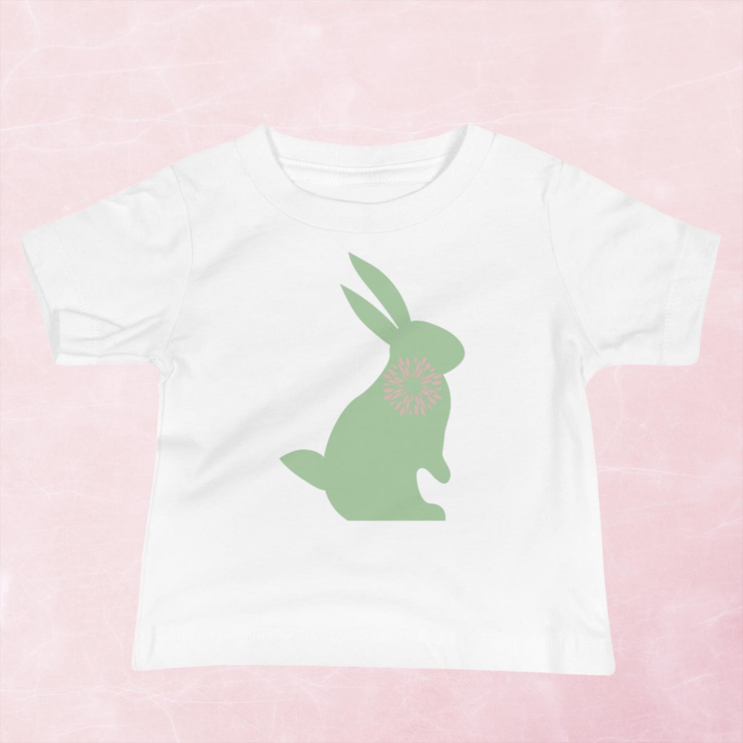Green Bunny Graphic Baby Jersey Short Sleeve Tee