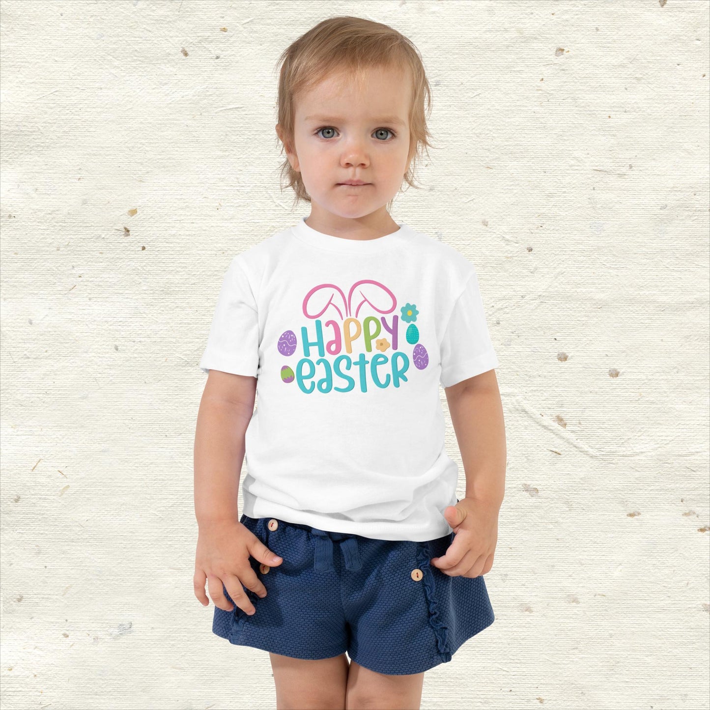 Happy Easter with Bunny Ears Toddler Short Sleeve Tee