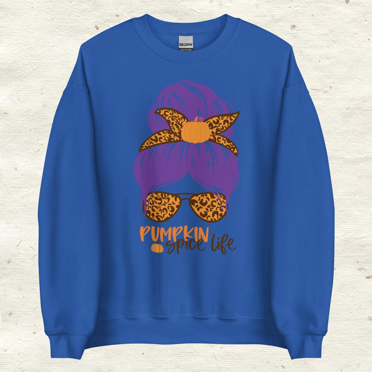 Messy Bun Hair Bow and Glasses Pumpkin Spice Sweatshirt