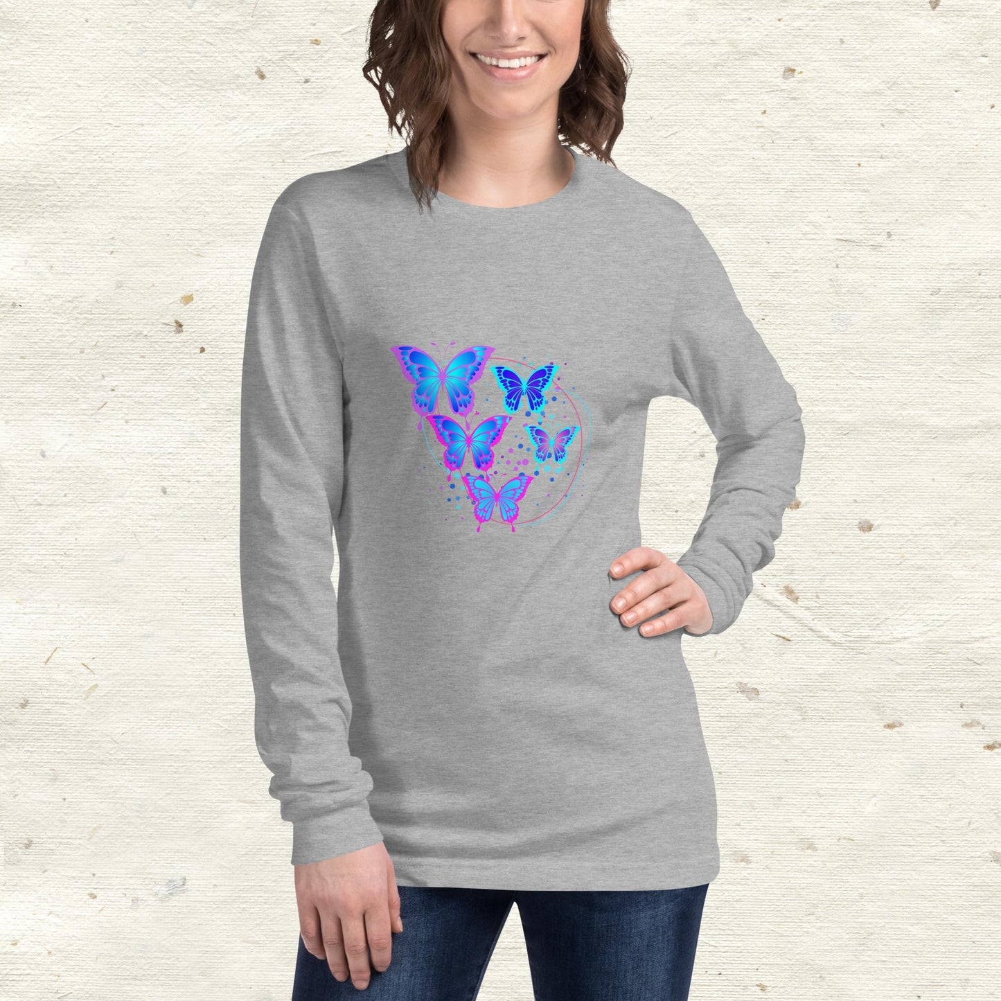 Blue Butterflies Long Sleeve Tee