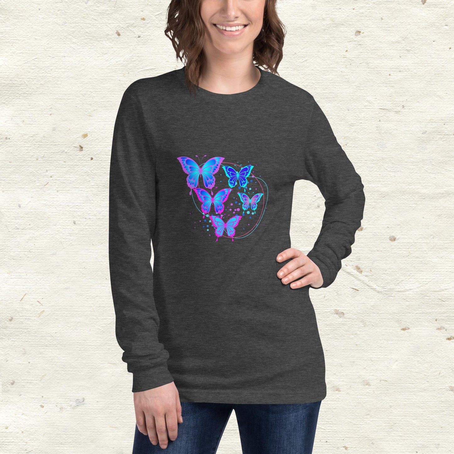 Blue Butterflies Long Sleeve Tee