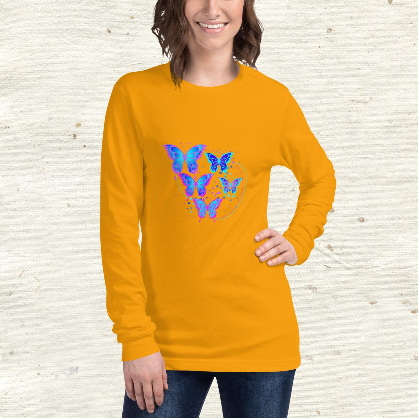 Blue Butterflies Long Sleeve Tee