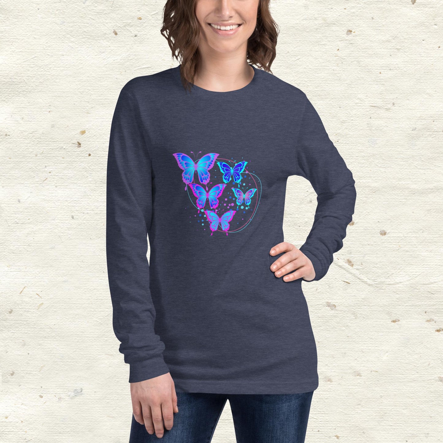 Blue Butterflies Long Sleeve Tee