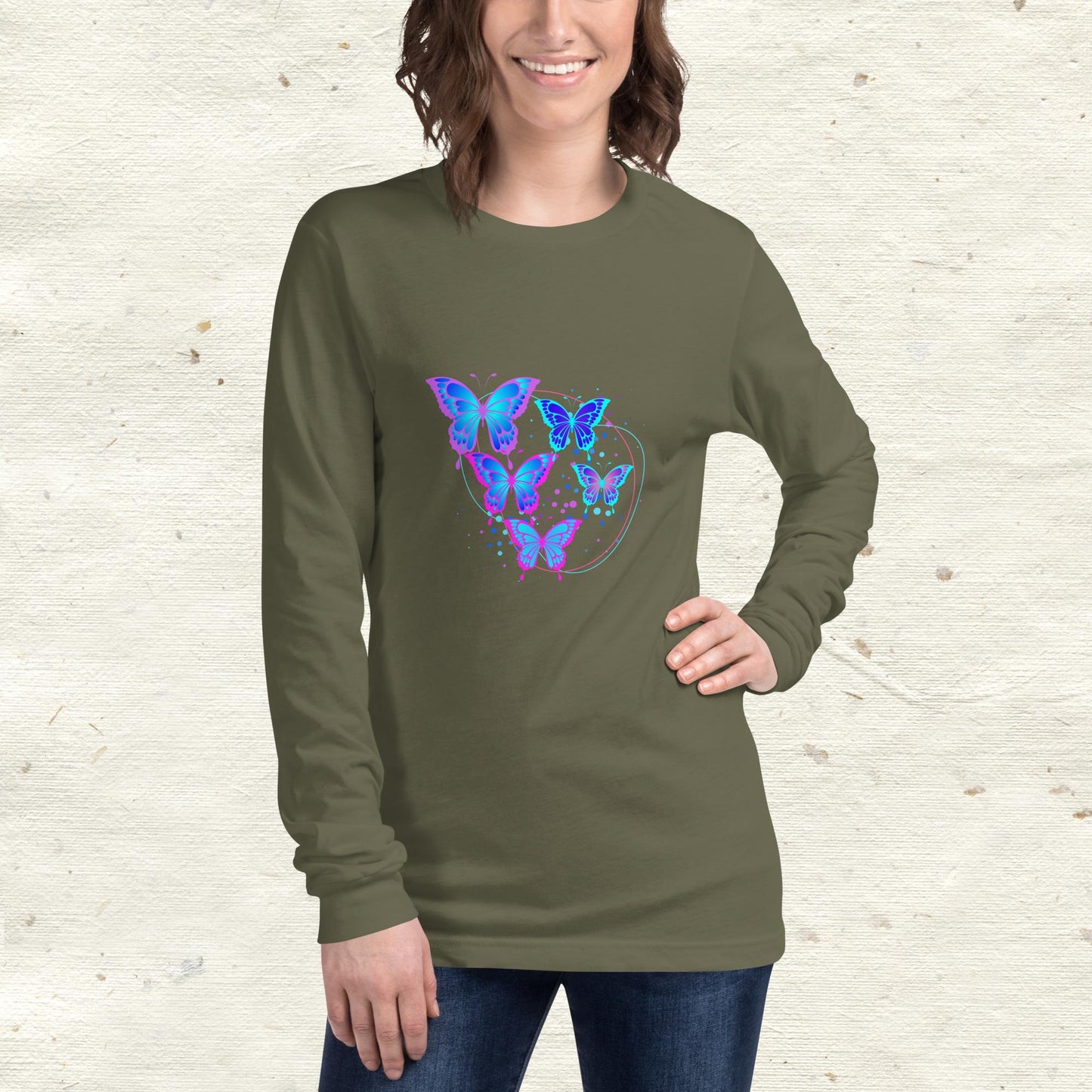 Blue Butterflies Long Sleeve Tee