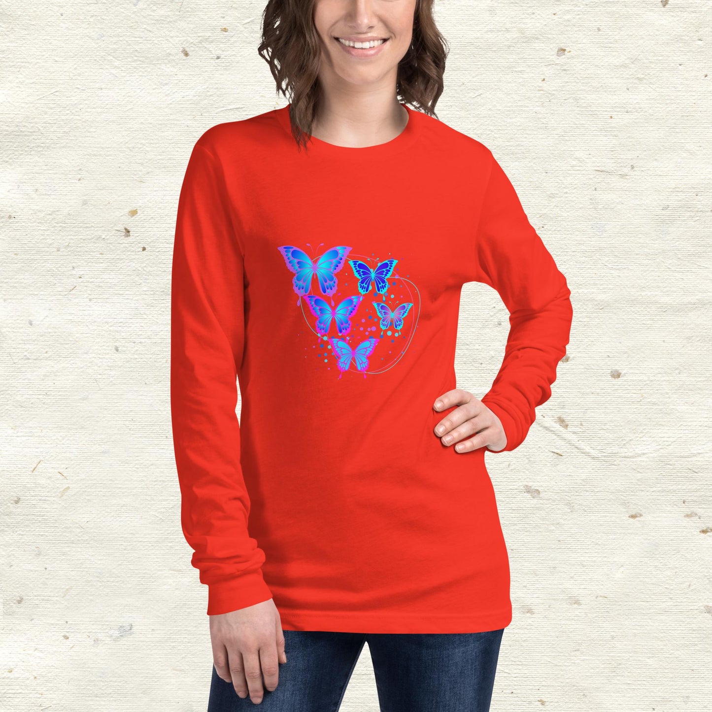 Blue Butterflies Long Sleeve Tee