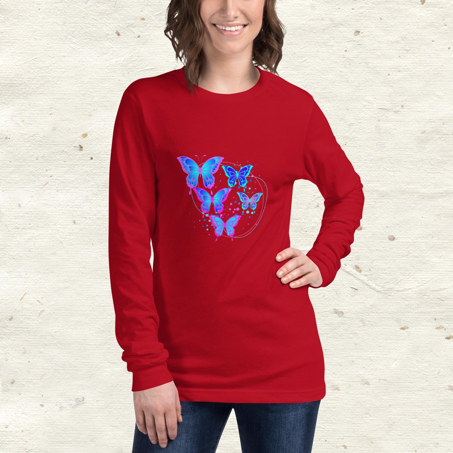 Blue Butterflies Long Sleeve Tee