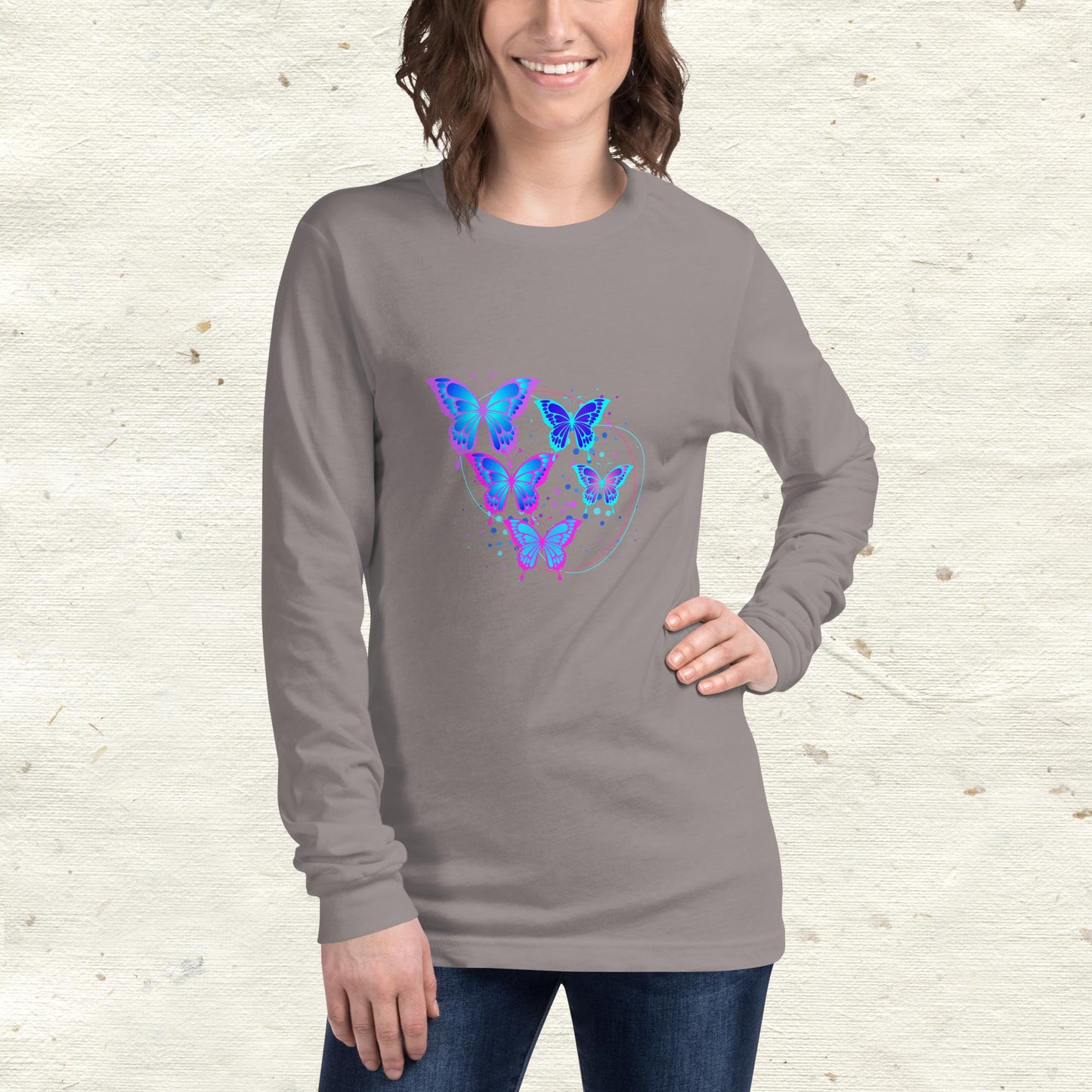 Blue Butterflies Long Sleeve Tee