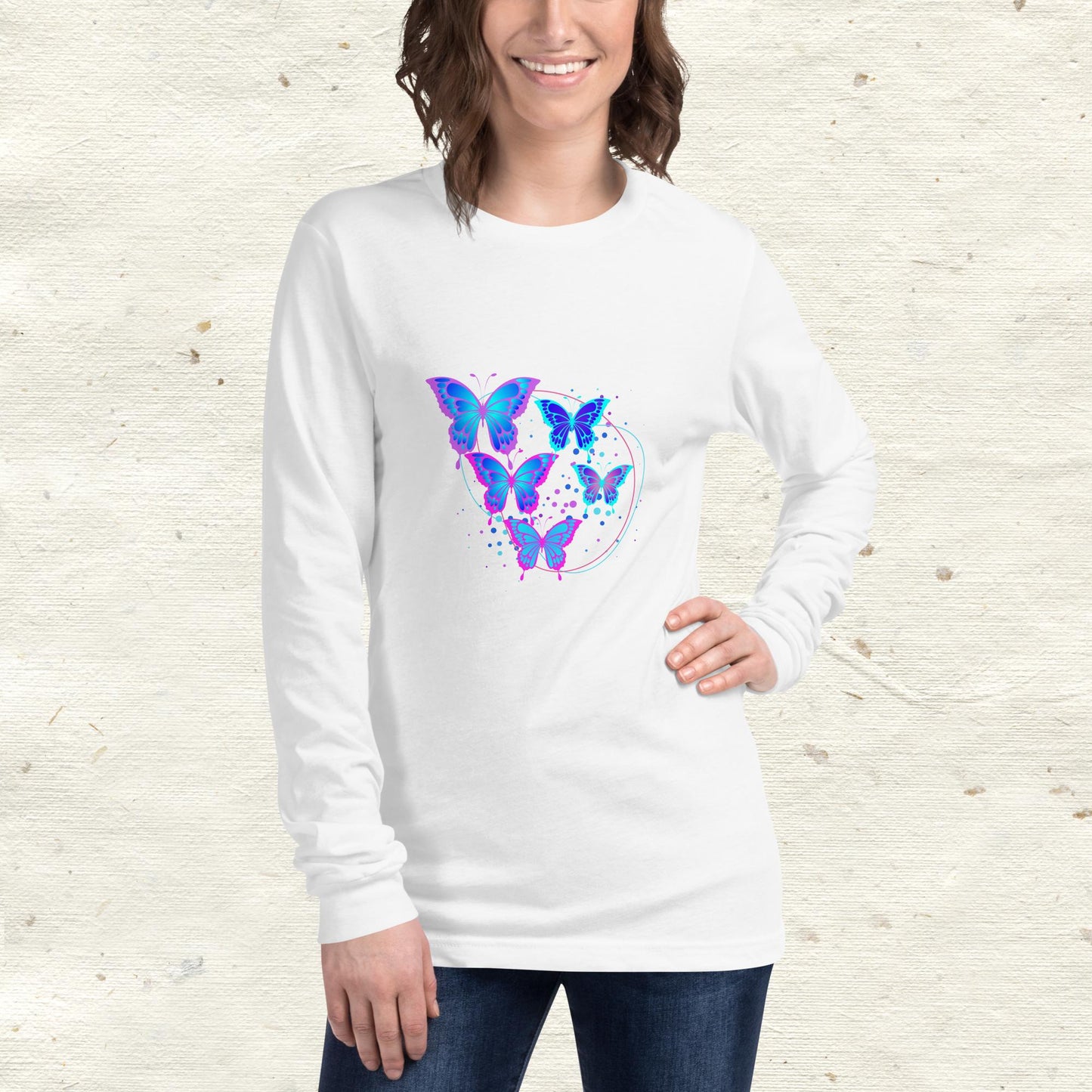 Blue Butterflies Long Sleeve Tee