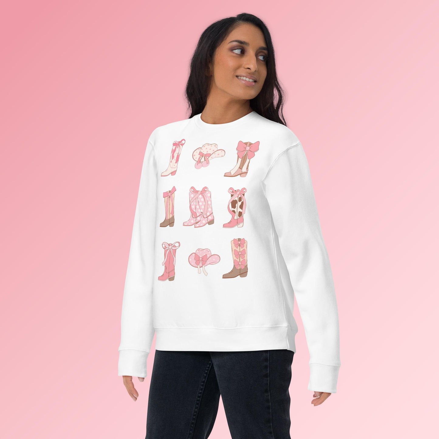 Pretty Pink Boots Graphic Premium Sweatshirt
