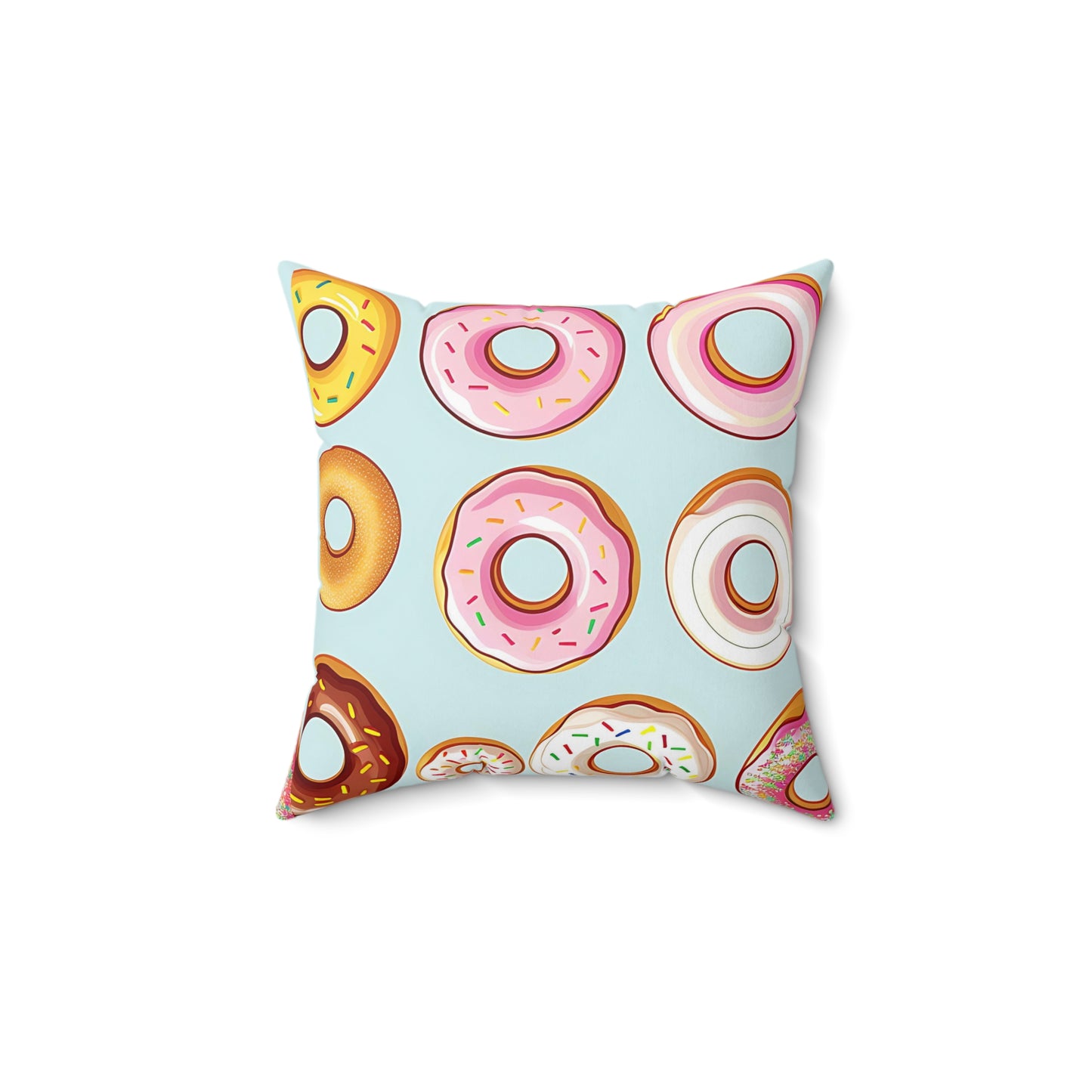 Glazed Donuts Graphic Spun Polyester Square Pillow