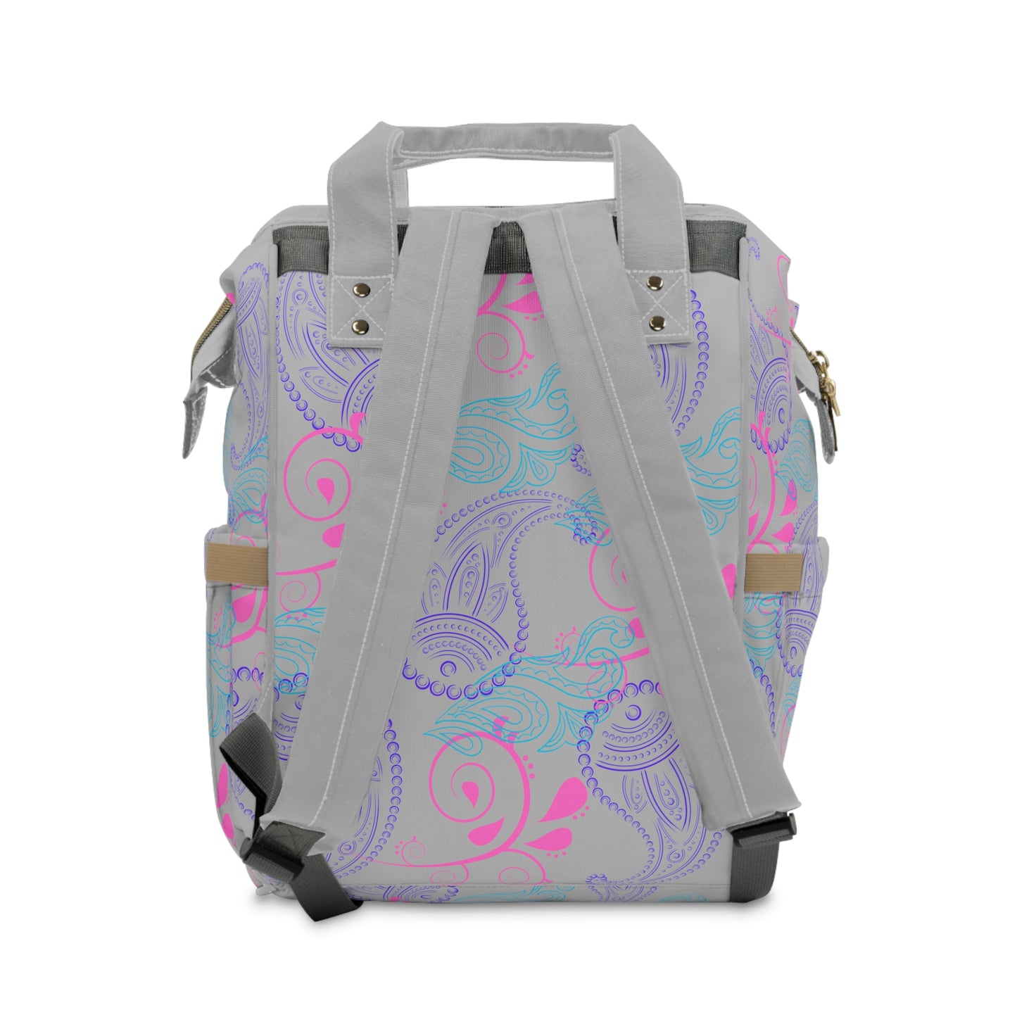 Purple and Turquoise Paisley Multifunctional Diaper Backpack