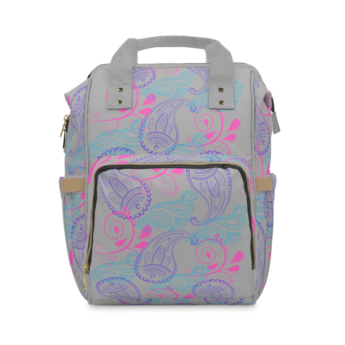 Purple and Turquoise Paisley Multifunctional Diaper Backpack