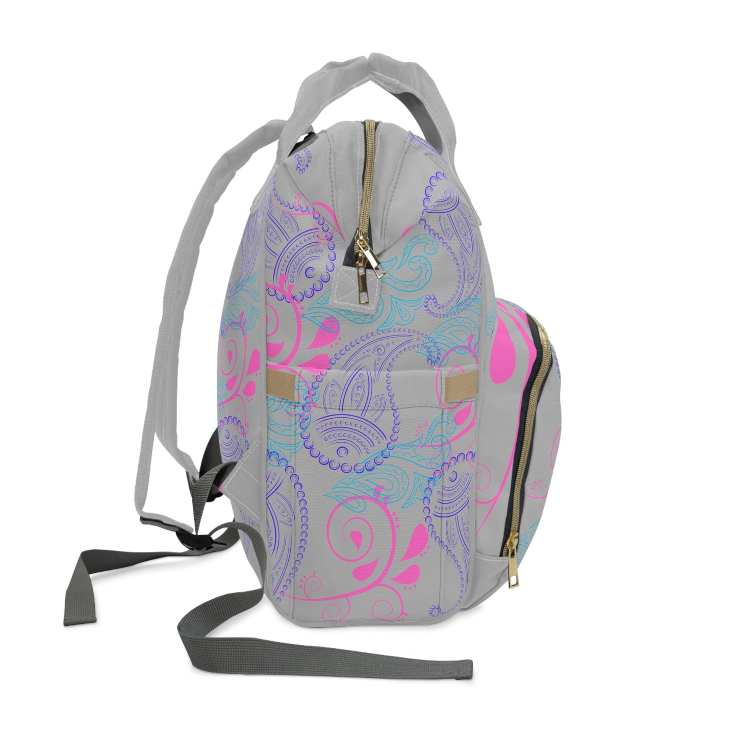 Purple and Turquoise Paisley Multifunctional Diaper Backpack