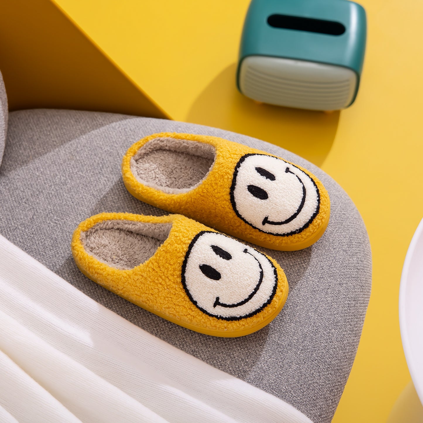 Melody Smiley Face Yellow Slippers