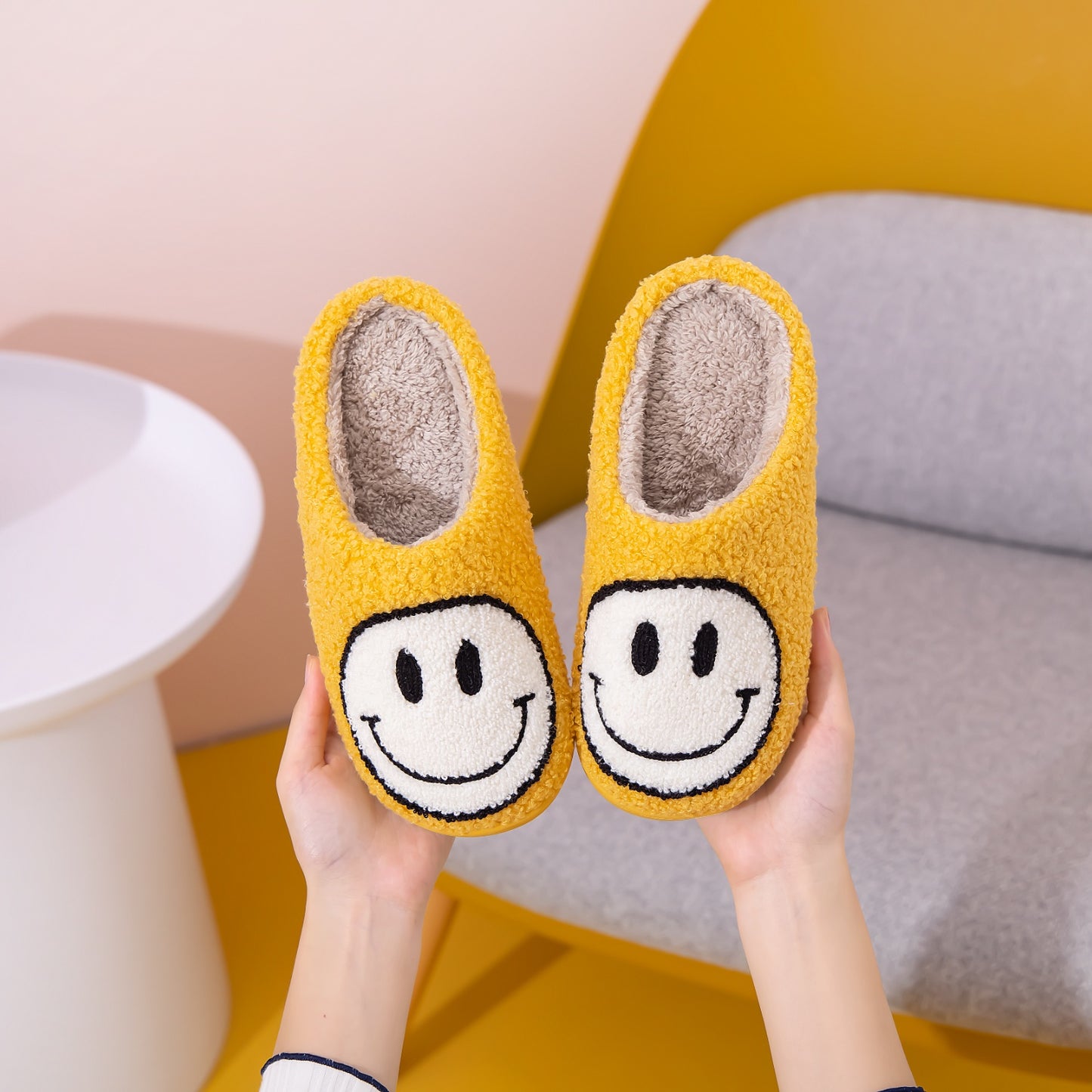 Melody Smiley Face Yellow Slippers