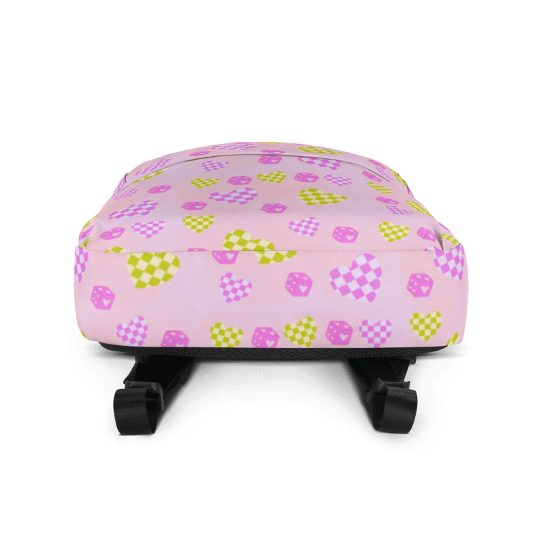 Hearts Dice Pink And Green Backpack