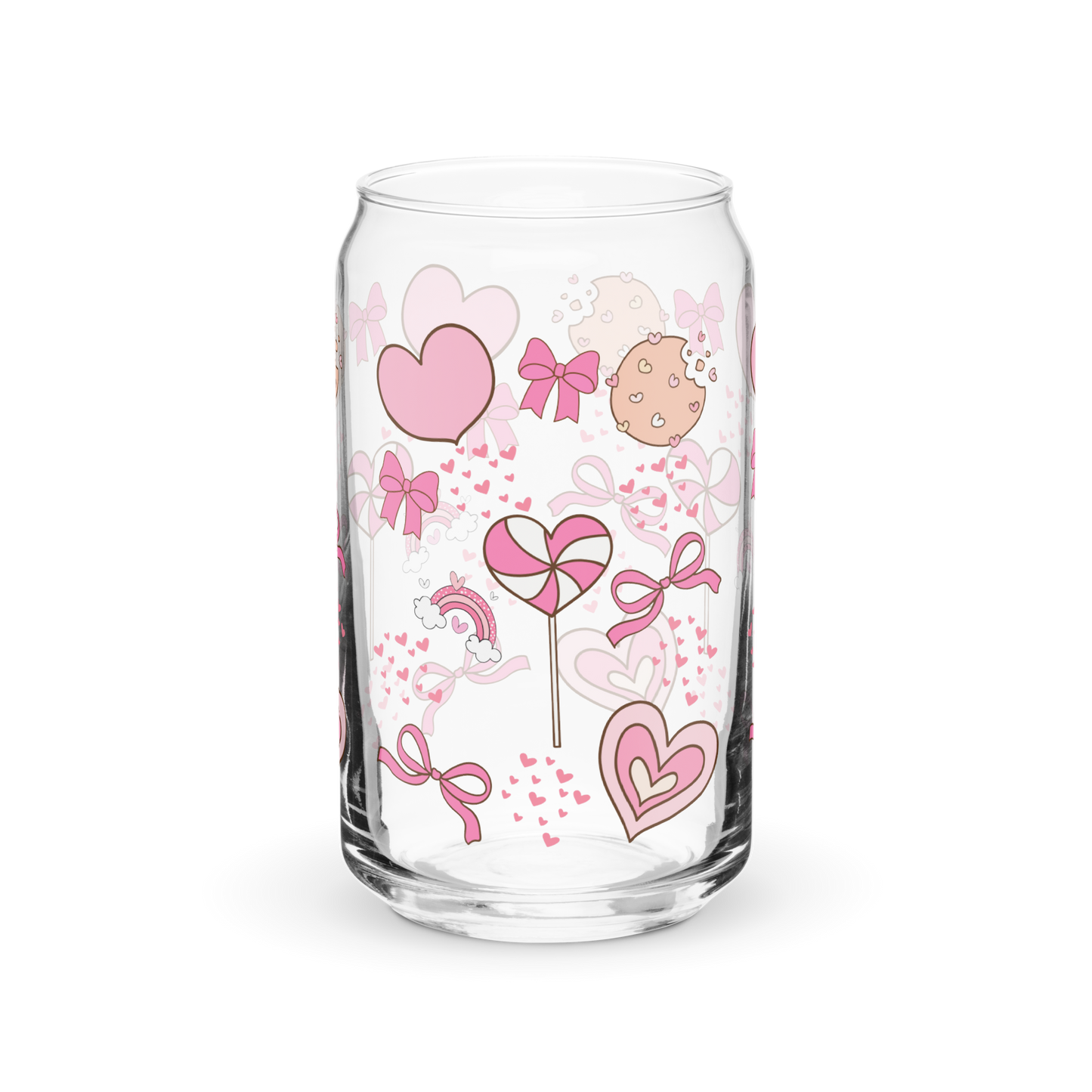 Hearts Bows Cookies Can-Shaped Glass