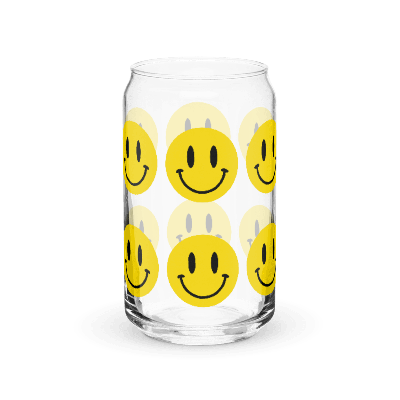 Yellow Smiley Face Can-Shaped Glass