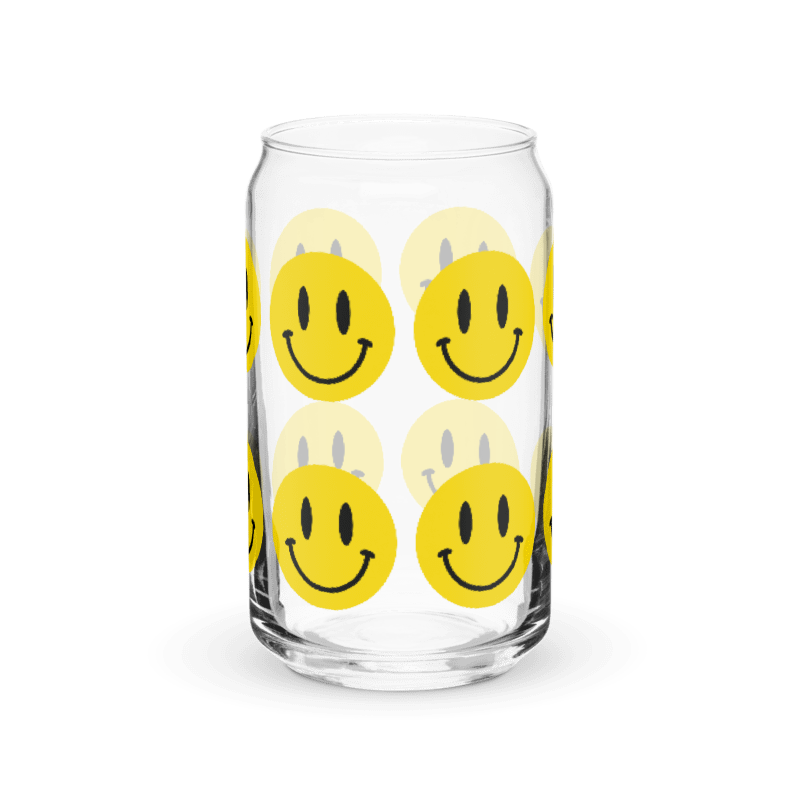 Yellow Smiley Face Can-Shaped Glass