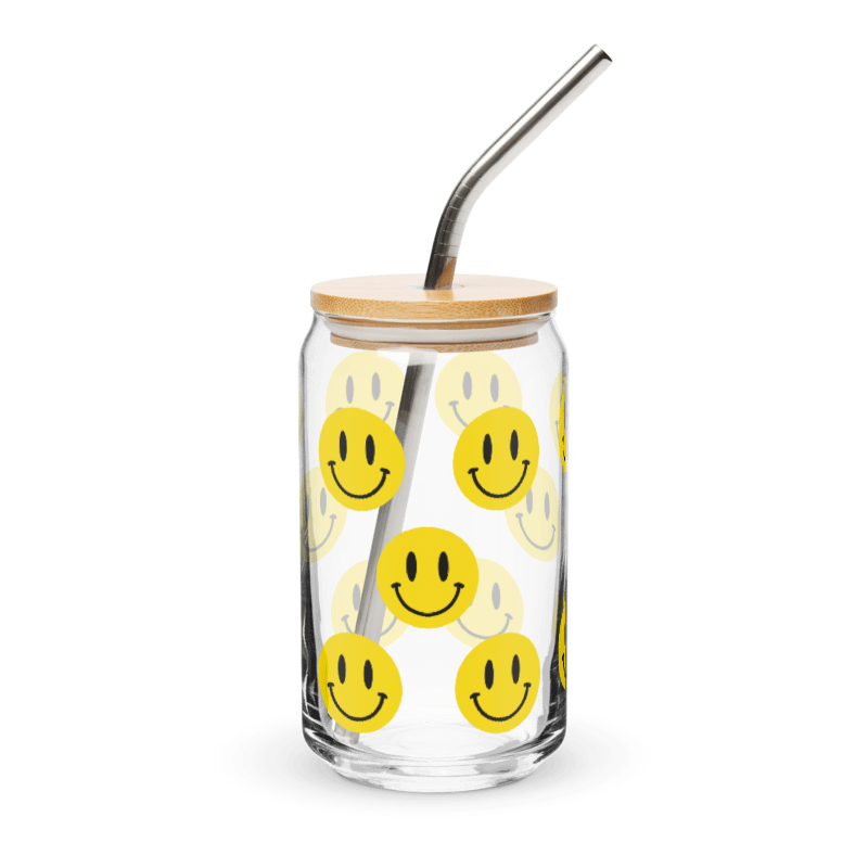 Yellow Smiley Emoji Can-Shaped Glass