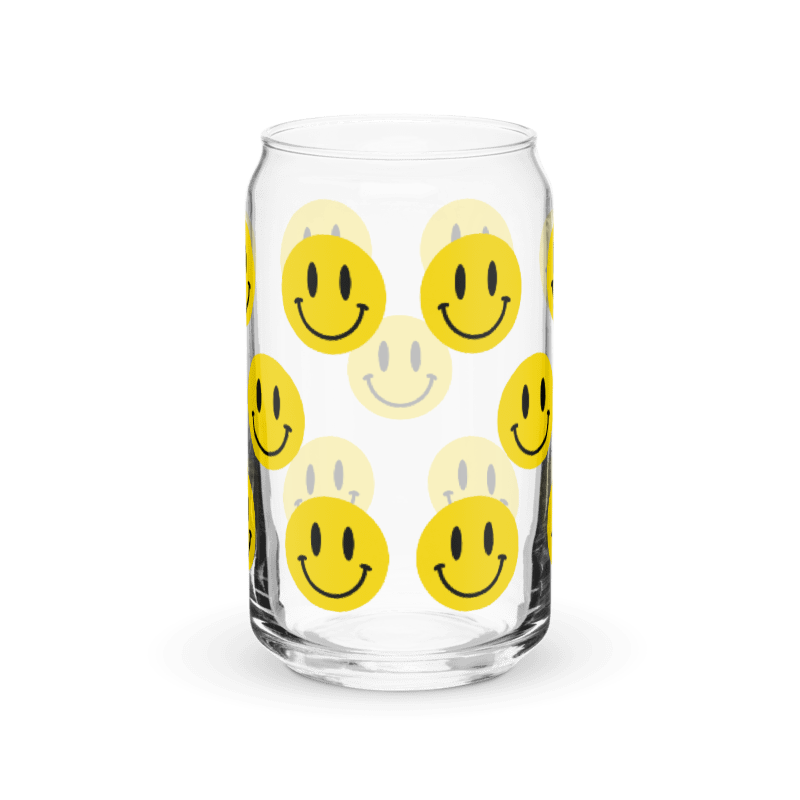 Yellow Smiley Emoji Can-Shaped Glass