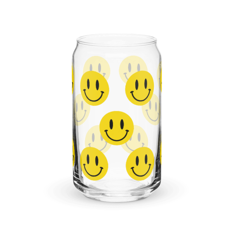 Yellow Smiley Emoji Can-Shaped Glass