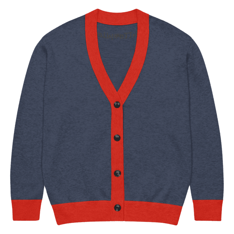 WaTTerMaLLone Red & Blue Knitted Cardigan
