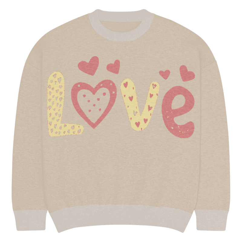 Love and Hearts Relaxed Fit Knitted Crew Neck Sweater