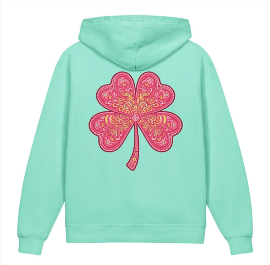 Pink & Yellow Clover Youth Lightweight Hooded Sweatshirt