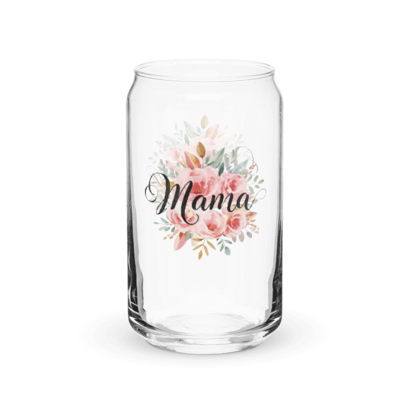 Mama Floral Can-Shaped Glass