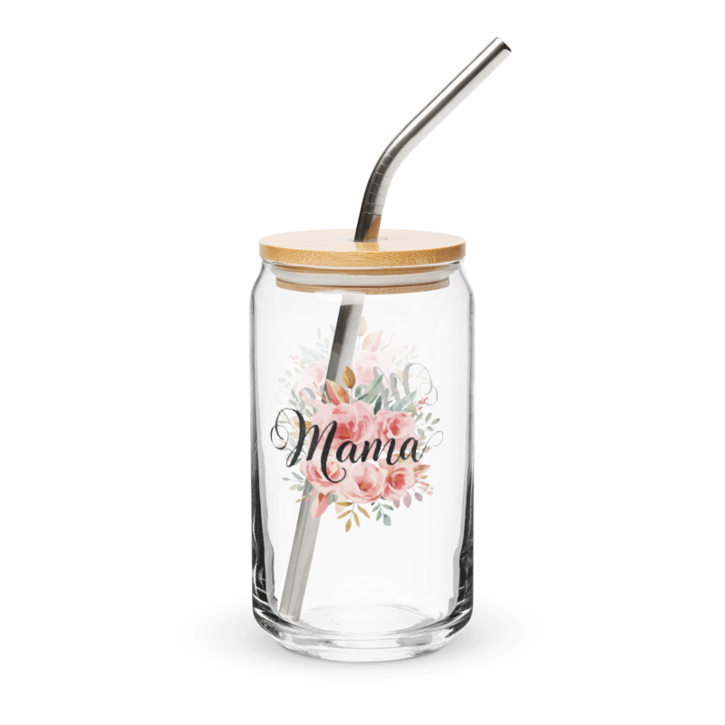 Mama Floral Can-Shaped Glass