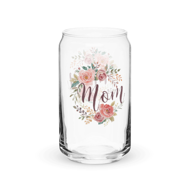 Mom Floral Can-Shaped Glass