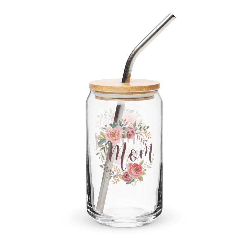Mom Floral Can-Shaped Glass