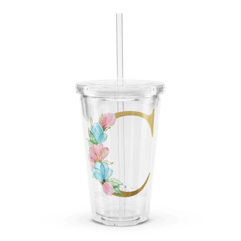 Letter C Clear Plastic Tumbler
