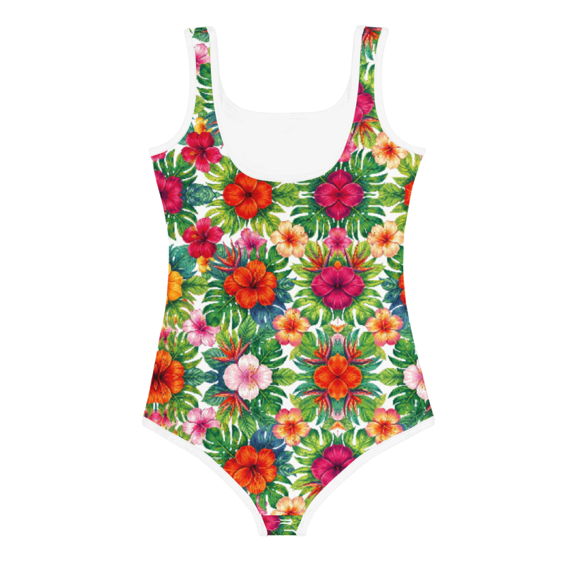 Orange and Pink Flowers All-Over Print Kids Swimsuit