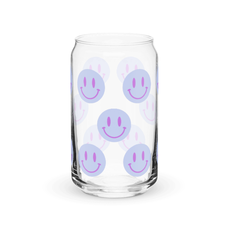 Blue Smiley Emoji Can-shaped Glass