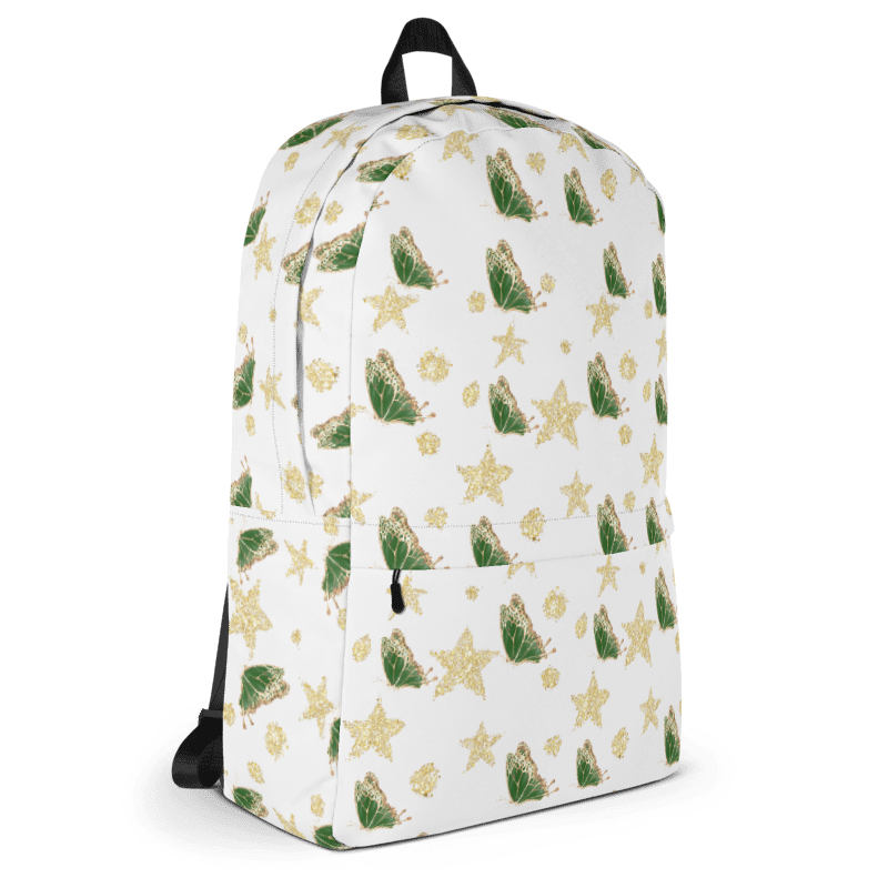 Sparkly Dark Green Butterflies Backpack