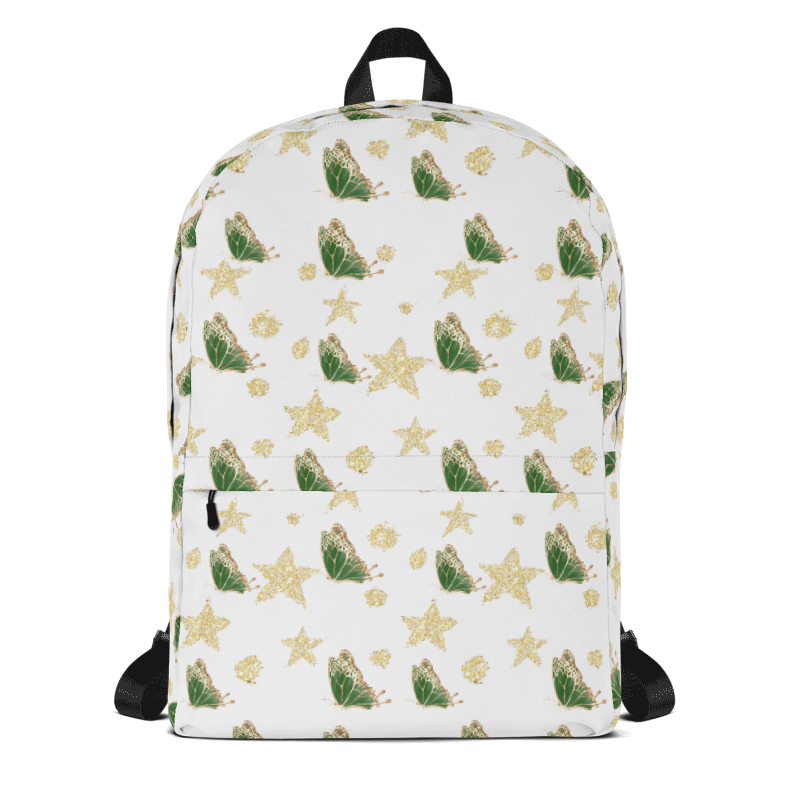 Sparkly Dark Green Butterflies Backpack