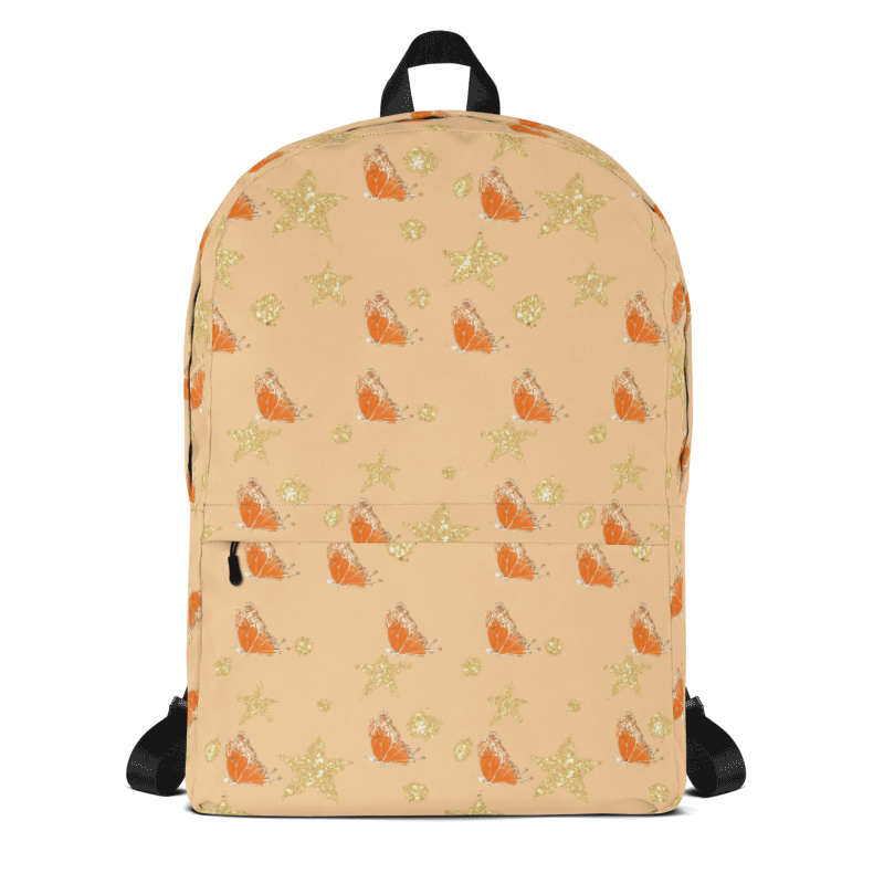 Sparkly Orange Butterflies Orange Backpack