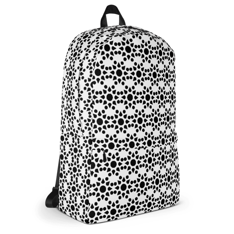 Black and White Dahlia Pattern Backpack