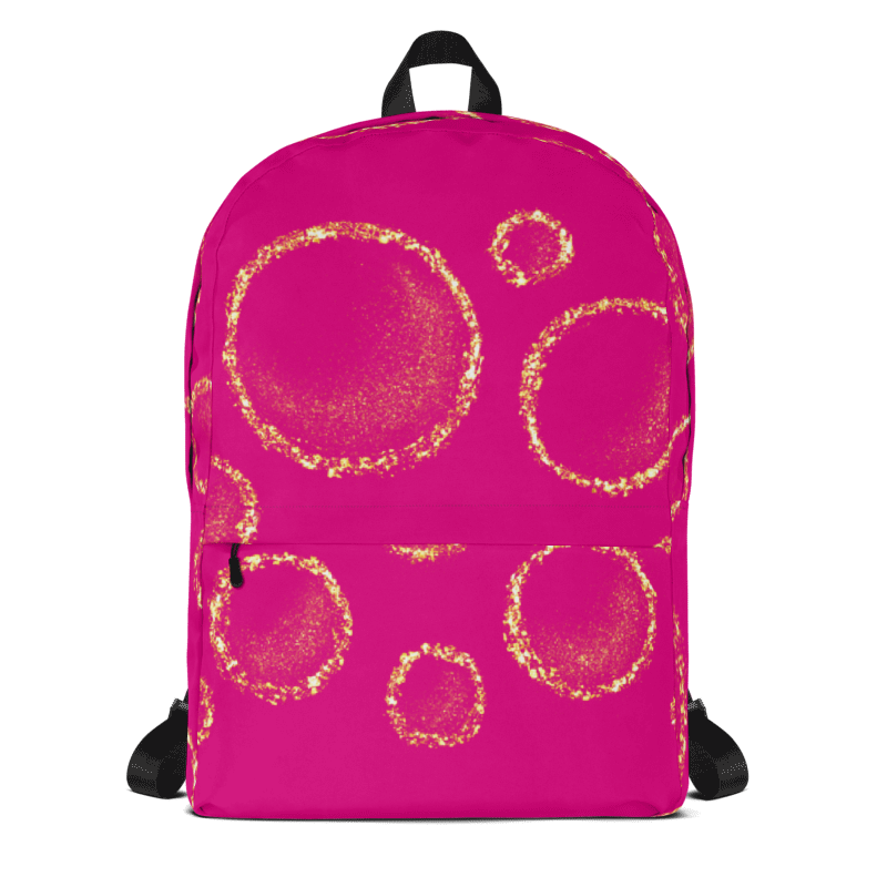 Gold Circles Dark Pink Backpack