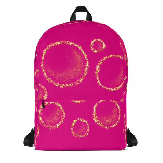 Gold Circles Dark Pink Backpack