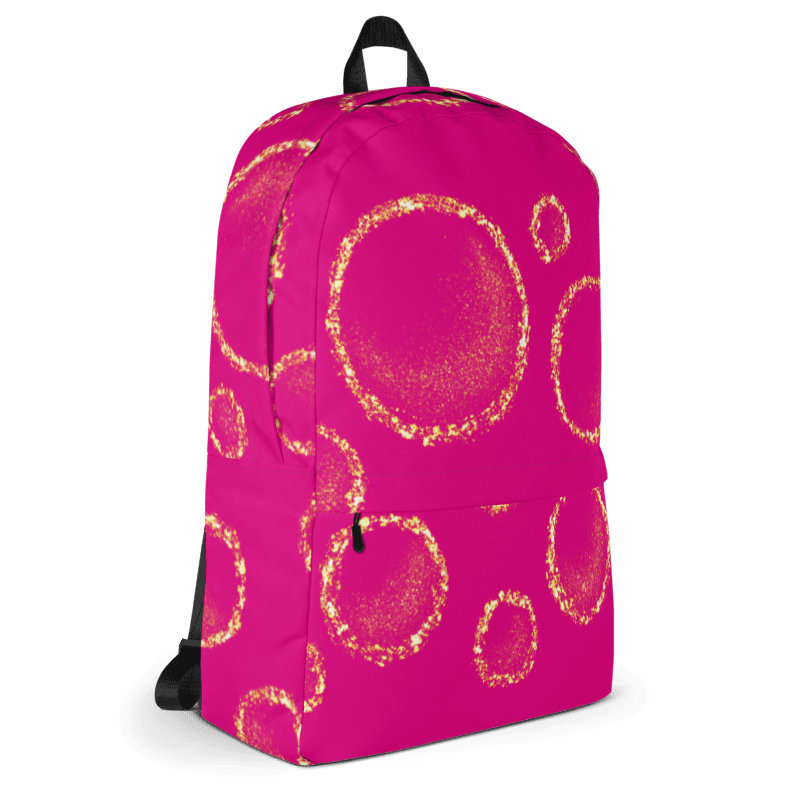 Gold Circles Dark Pink Backpack