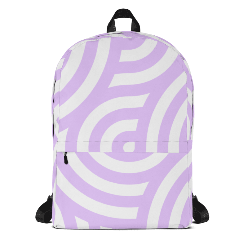 Curved Lines Purple and White Backpack