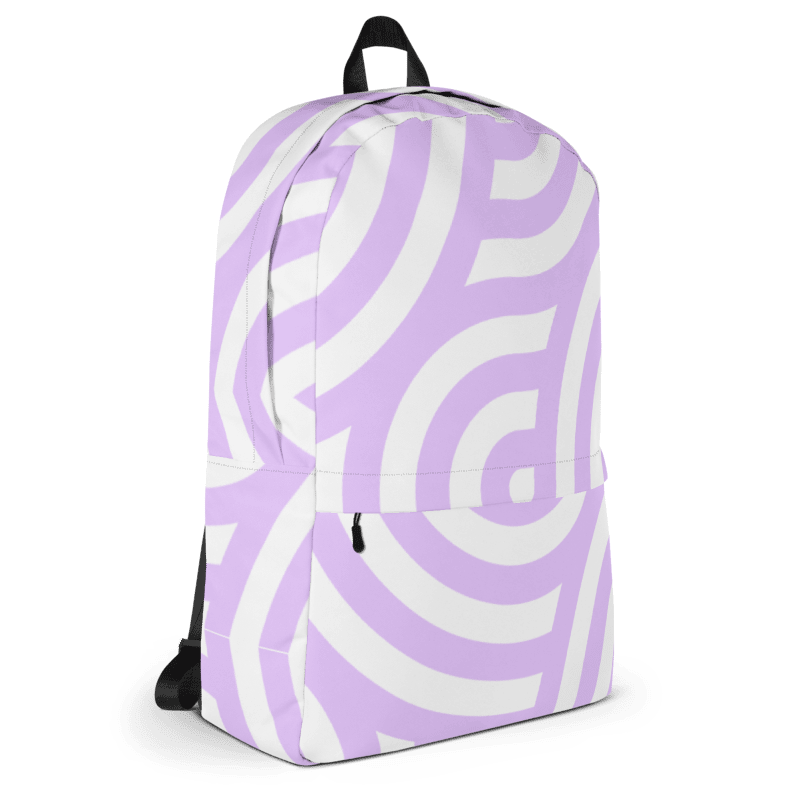 Curved Lines Purple and White Backpack