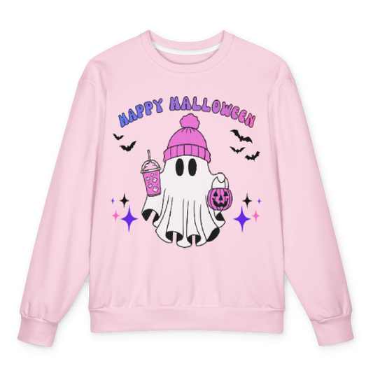 Happy Halloween Pink Oversized Cotton Sweatshirt