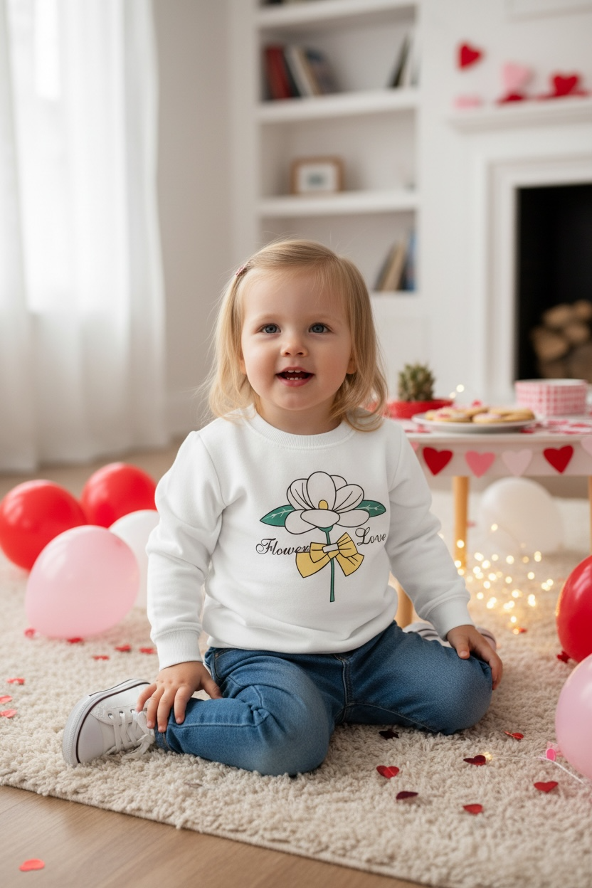 Flower Graphic Crew Neck Sweatshirt